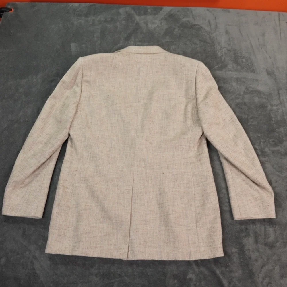 VTG Bill Blass Blazer Mens 42 Long? Sport‎ Coat Beige Textured Linen? USA Made